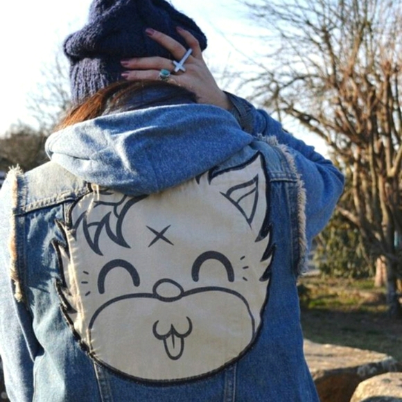 Hot Topic Other - RARE! Dropdead Kitty Brains Denim VEST Jean jacket